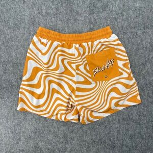 Slunks Shorts Mens Small Orange White Psychedelic Swirl Swim Volleyball